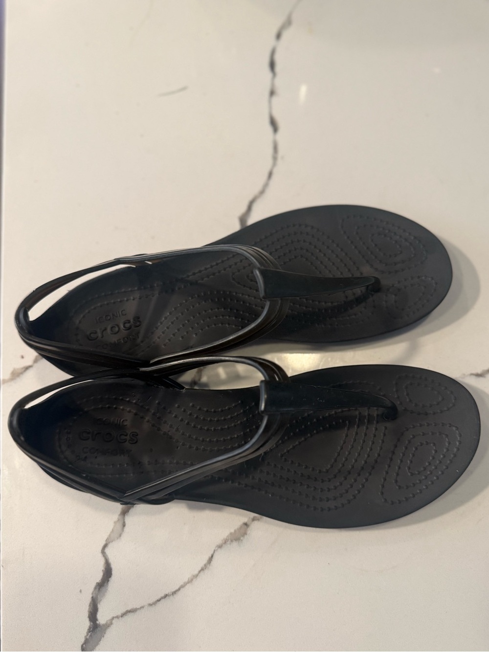 Crocs Sexi Flip Black T-Strap Sandals Women’s Size 7 - Picture 3 of 6